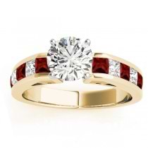 Diamond and Garnet Accented Engagement Ring 18k Yellow Gold 1.00ct
