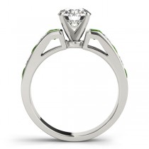 Diamond and Peridot Accented Engagement Ring Palladium 1.00ct