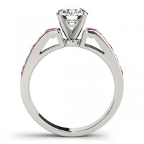 Diamond & Pink Sapphire Accents Engagement Ring 14k White Gold 1.00ct