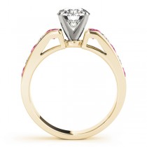 Diamond & Pink Sapphire Accents Engagement Ring 18k Yellow Gold 1.00ct