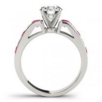 Diamond and Ruby Accented Engagement Ring 14k White Gold 1.00ct