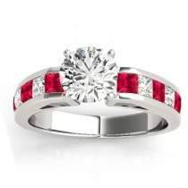 Diamond and Ruby Accented Engagement Ring 18k White Gold 1.00ct