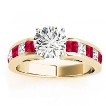 Diamond and Ruby Accented Engagement Ring 18k Yellow Gold 1.00ct