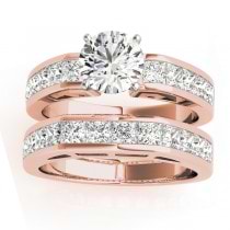 Diamond Princess-cut Channel Bridal Set 14k Rose Gold 2.20ct