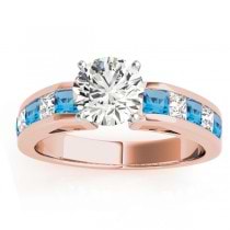 Diamond and Blue Topaz Accented Bridal Set 18k Rose Gold 2.20ct
