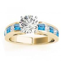 Diamond and Blue Topaz Accented Bridal Set 18k Yellow Gold2.20ct