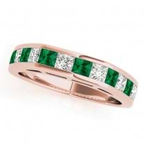 Diamond and Emerald Accented Bridal Set 14k Rose Gold 2.20ct