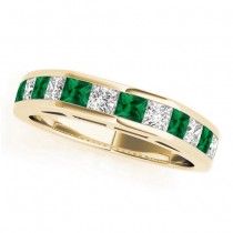 Diamond and Emerald Accented Bridal Set 14k Yellow Gold 2.20ct