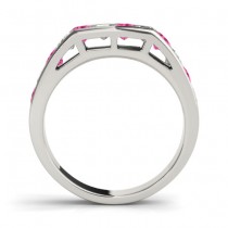 Diamond and Pink Sapphire Accented Bridal Set Palladium 2.20ct