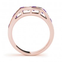 Diamond and Amethyst Accented Wedding Band 14k Rose Gold 1.20ct