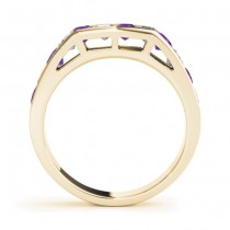Diamond and Amethyst Accented Wedding Band 14k Yellow Gold 1.20ct