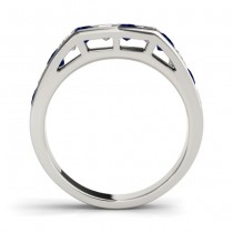 Diamond and Blue Sapphire Accented Wedding Band 14k White Gold 1.20ct