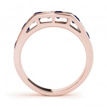 Diamond and Blue Sapphire Accented Wedding Band 18k Rose Gold 1.20ct