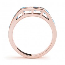 Diamond and Blue Topaz Accented Wedding Band 14k Rose Gold 1.20ct
