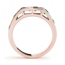 Diamond and Emerald Accented Wedding Band 18k Rose Gold 1.20ct