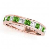 Diamond and Peridot Accented Wedding Band 14k Rose Gold 1.20ct