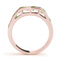 Diamond and Peridot Accented Wedding Band 18k Rose Gold 1.20ct