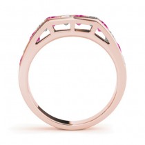 Diamond and Pink Sapphire Accented Wedding Band 14k Rose Gold 1.20ct