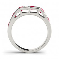 Diamond and Ruby Accented Wedding Band 14k White Gold 1.20ct
