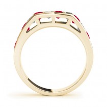 Diamond and Ruby Accented Wedding Band 14k Yellow Gold 1.20ct