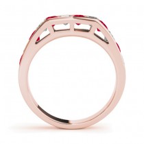 Diamond and Ruby Accented Wedding Band 18k Rose Gold 1.20ct
