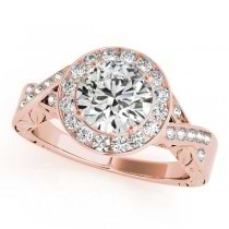 Antique Infinity Halo Diamond Engagement Ring 14k Rose Gold (1.70ct)