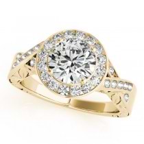 Antique Infinity Halo Diamond Bridal Ring Set 14k Yellow Gold (1.80ct)