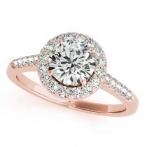 Halo Round Diamond Engagement Ring 14k Rose Gold (1.38ct)