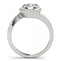Diamond Halo Accented Engagement Ring Setting 18k White Gold 0.26ct