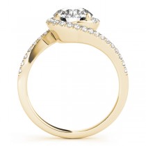 Diamond Halo Swirl Bridal Engagement Ring Set14k Yellow Gold 0.43ct