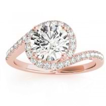 Diamond Halo Swirl Bridal Engagement Ring Set18k Rose Gold 0.43ct