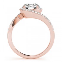 Diamond Halo Swirl Bridal Engagement Ring Set18k Rose Gold 0.43ct