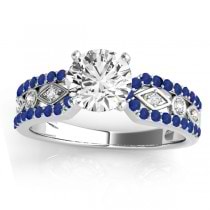 Diamond & Sapphire Engagement Ring Setting 14k White Gold (0.22 ct)