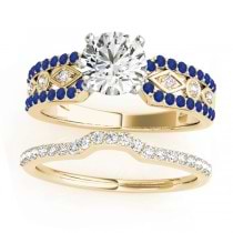 Diamond & Sapphire Bridal Set Setting 18k Yellow Gold (0.38 ct)