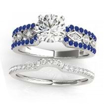 Diamond & Sapphire Bridal Set Setting Palladium (0.38 ct)