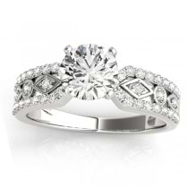 Diamond Accented Multi-Row Bridal Set Setting 14k White Gold (0.38 ct)