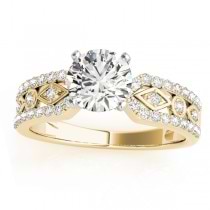 Diamond Accented Multi-Row Bridal Set Setting 14k Yellow Gold (0.38 ct)