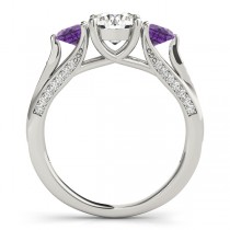 Three Stone Round Amethyst Engagement Ring Platinum (1.69ct)