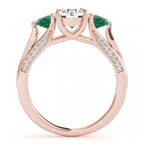 Three Stone Round Emerald Engagement Ring 14k Rose Gold (1.69ct)