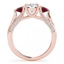Three Stone Round Ruby Engagement Ring 14k Rose Gold (1.69ct)
