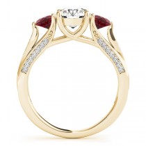 Three Stone Round Ruby Engagement Ring 14k Yellow Gold (1.69ct)