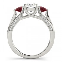 Three Stone Round Ruby Engagement Ring Platinum (1.69ct)