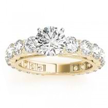 Luxury Diamond Eternity Engagement Ring Setting 14k Yellow Gold 1.96ct