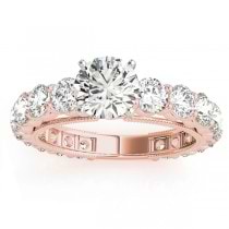 Luxury Diamond Eternity Bridal Ring Set 14k Rose Gold 4.57ct