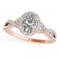 Twisted Oval Moissanite Engagement Ring 14k Rose Gold (0.50ct)