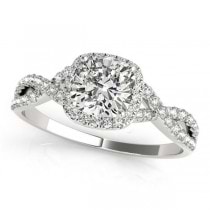 Twisted Cushion Diamond Engagement Ring 14k White Gold (1.50ct)