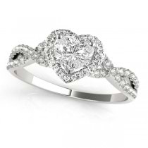 Twisted Heart Diamond Engagement Ring 14k White Gold (1.00ct)