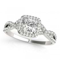 Twisted Princess Diamond Engagement Ring 14k White Gold (1.50ct)