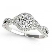 Twisted Round Moissanite Engagement Ring 14k White Gold (0.50ct)