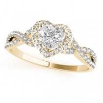 Twisted Heart Diamond Engagement Ring 14k Yellow Gold (1.50ct)